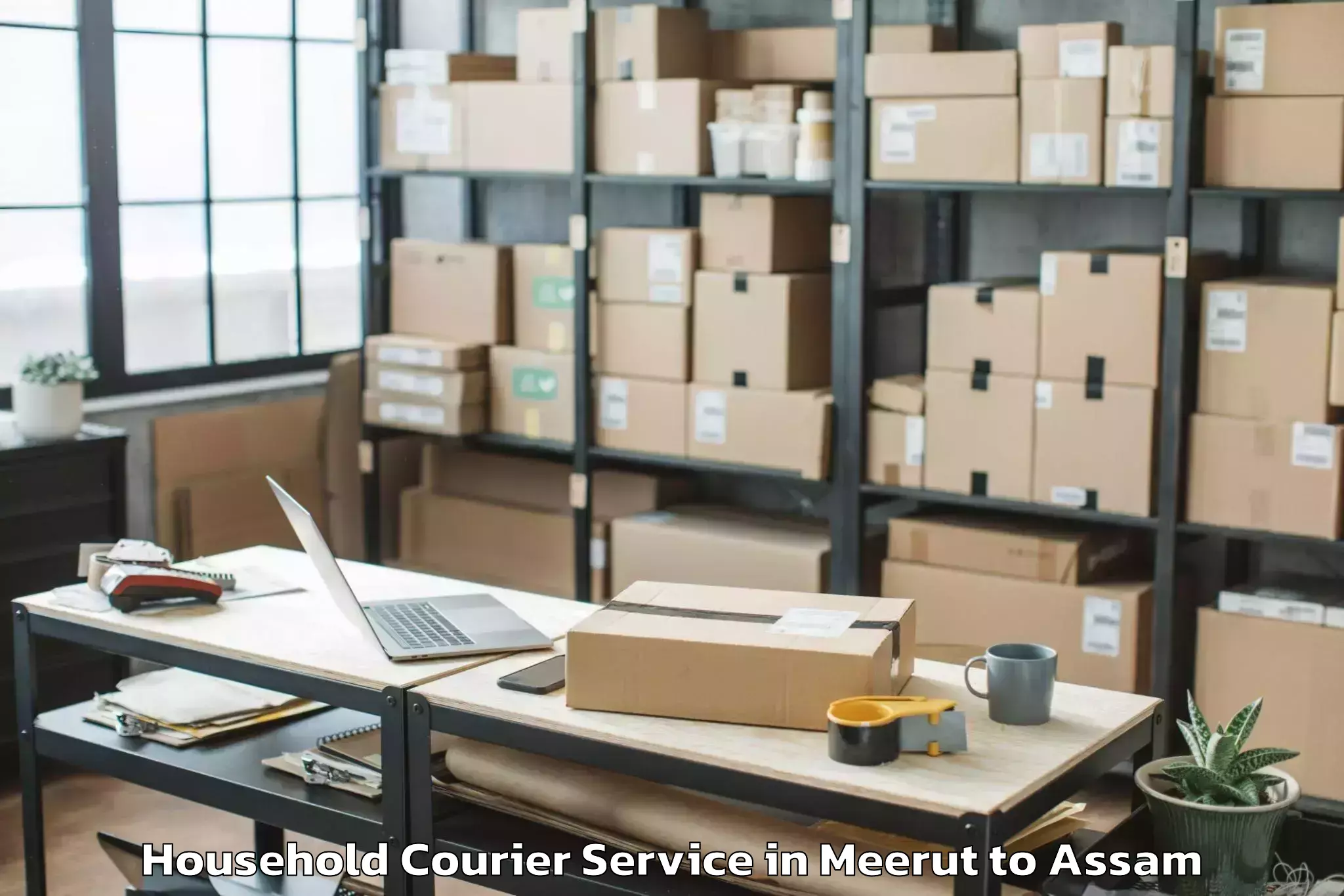 Trusted Meerut to Moranhat Town Household Courier